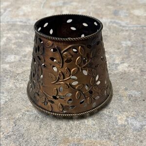 Elegant Brown Metal Leaf Design Candle Lamp Shade